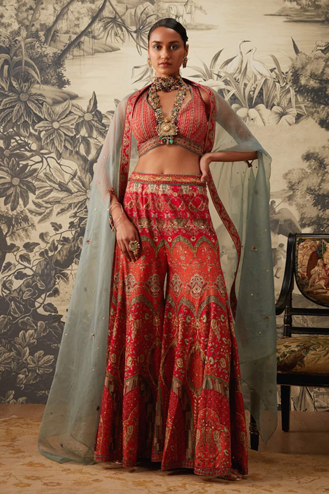Kalista Arohi Sheer Cape & Sharara Set