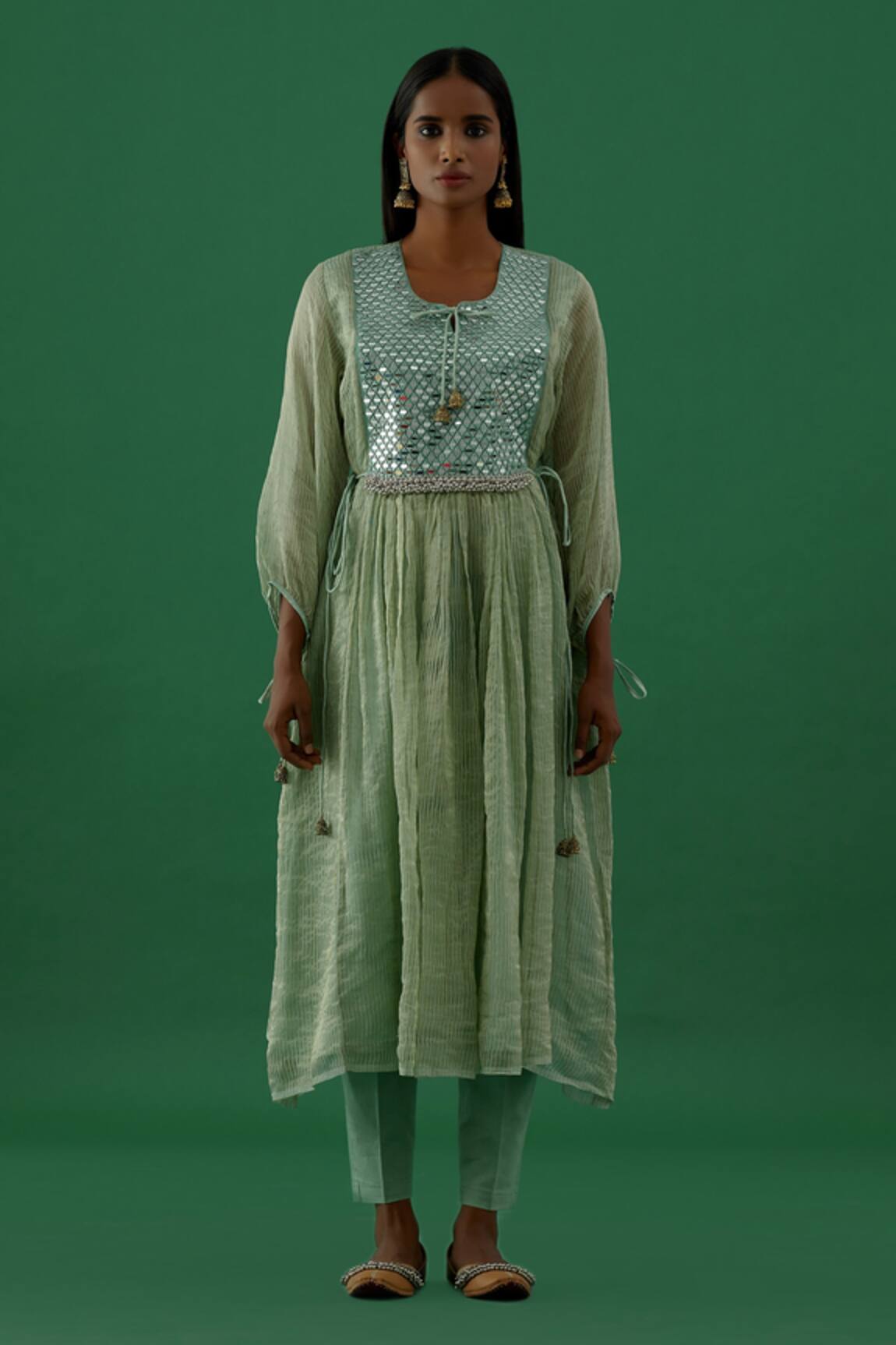 5elements Mirror Work Anarkali & Pant Set