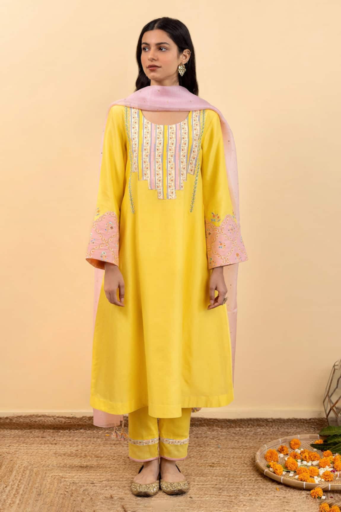 Pita Nila Kira Chanderi A-Line Kurta Set