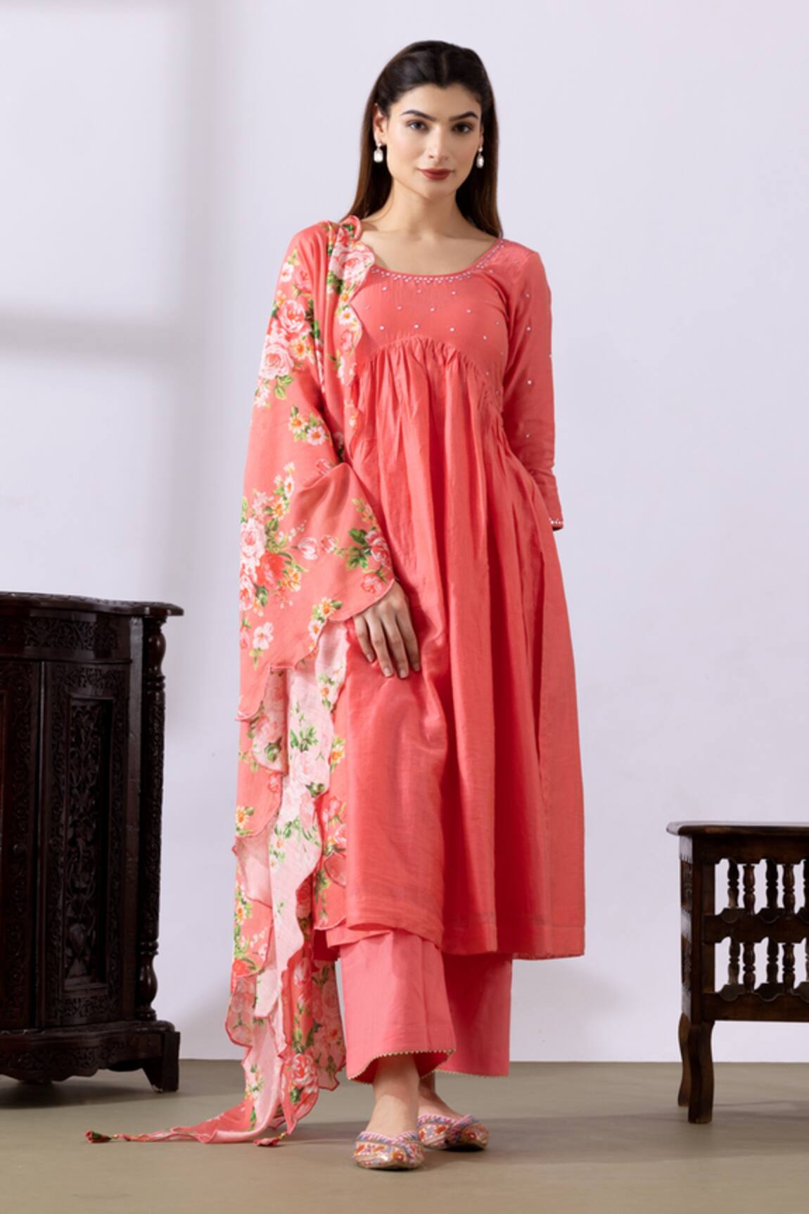 Abbaran Gathered Anarkali Palazzo Set