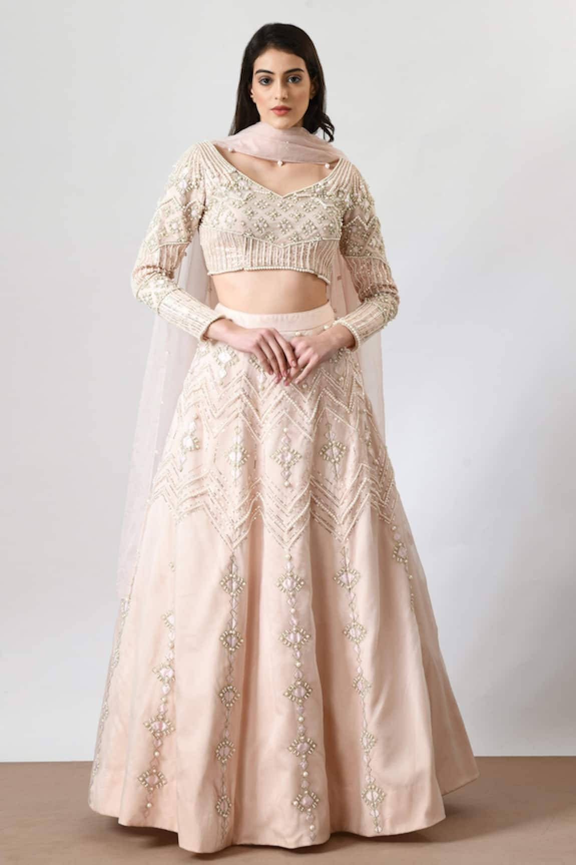 Salt and Spring Pearl Embroidered Lehenga Set