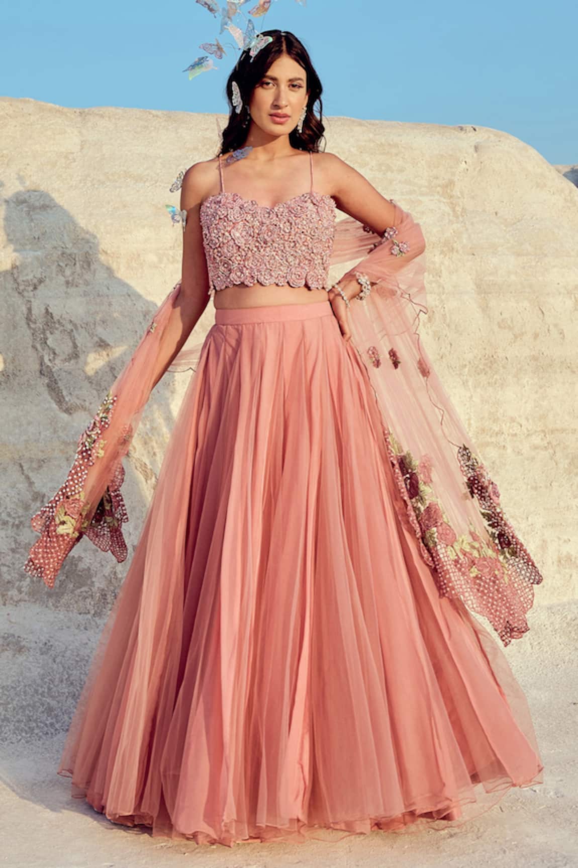 Nikita Vishakha Hand Embroidered Mesh Blouse Lehenga Set