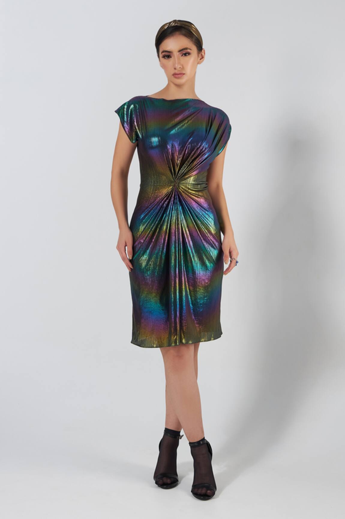 Cham Cham Metallic Holographic Draped Dress