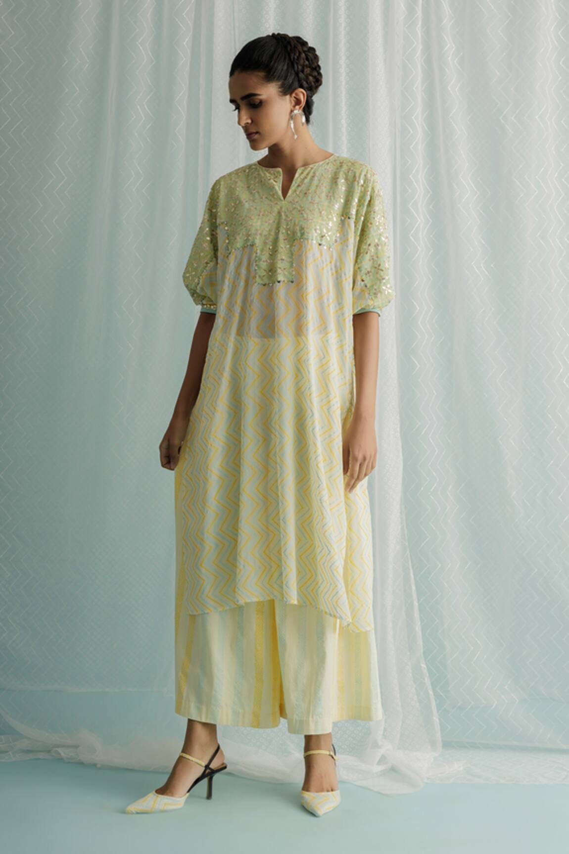 Surbhi Gupta Choga Chevron Print Kurta With Trouser