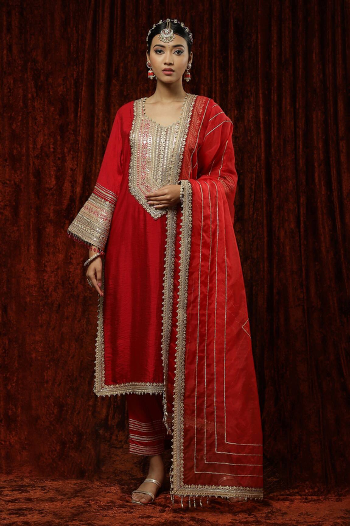 Shikhar Sharma Embroidered Silk Chanderi Kurta Pant Set