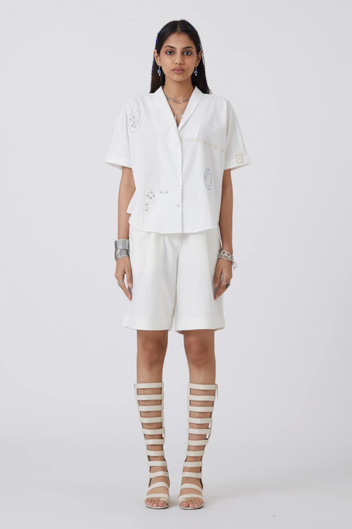 The Summer House Kati Cuban Collar Handloom Cotton Shirt