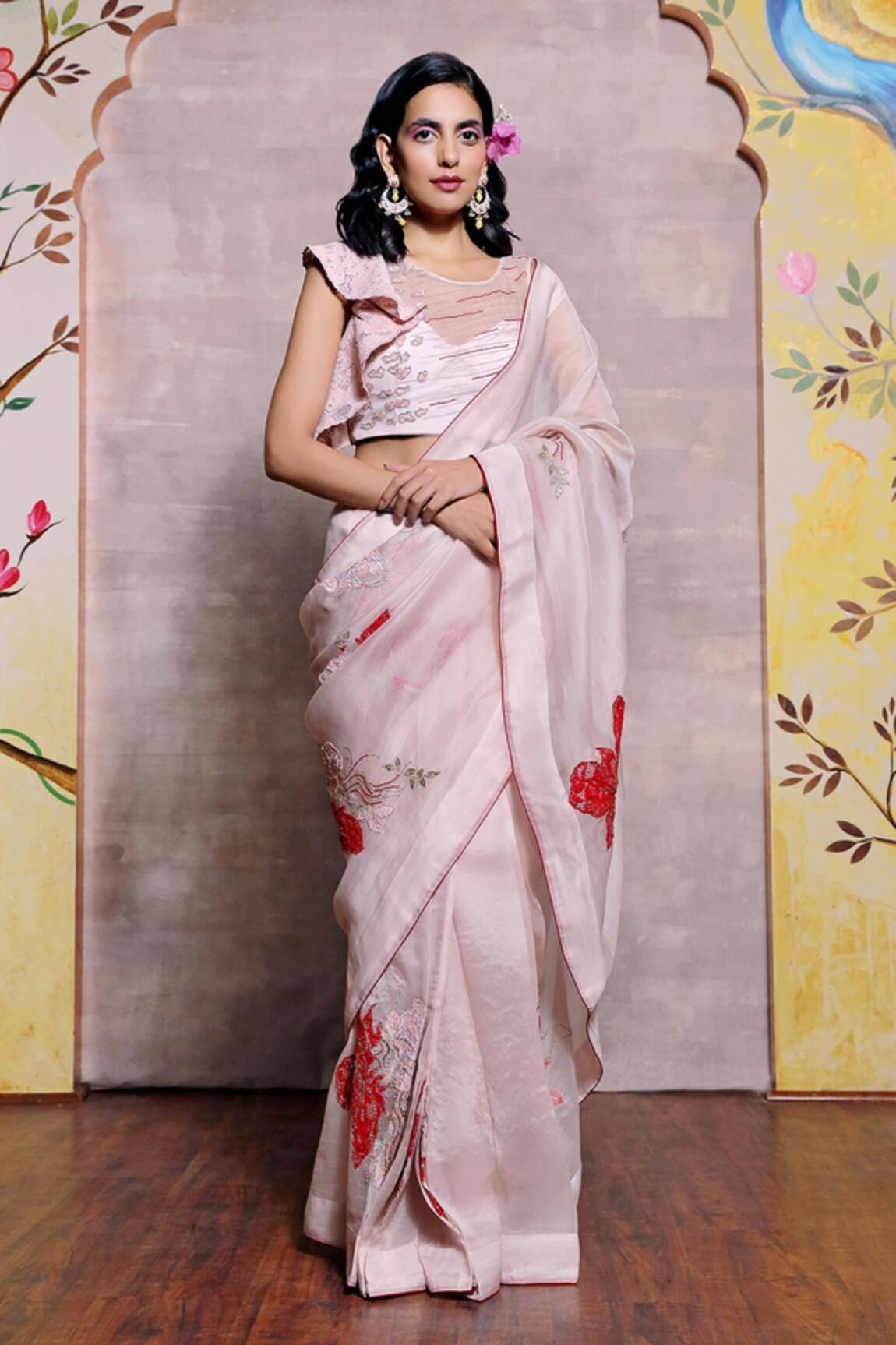 Shilpi Gupta Organza Embroidered Saree With Blouse 