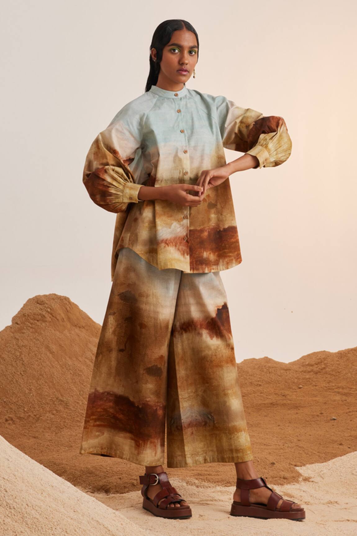 Cord Blotch Print Shirt & Pant Set