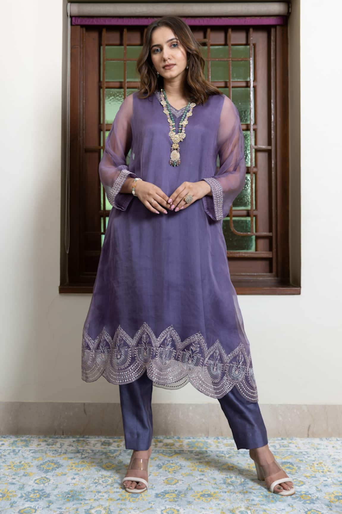 Maliha by Anar and Anoli Embroidered Kaftan And Pant Set