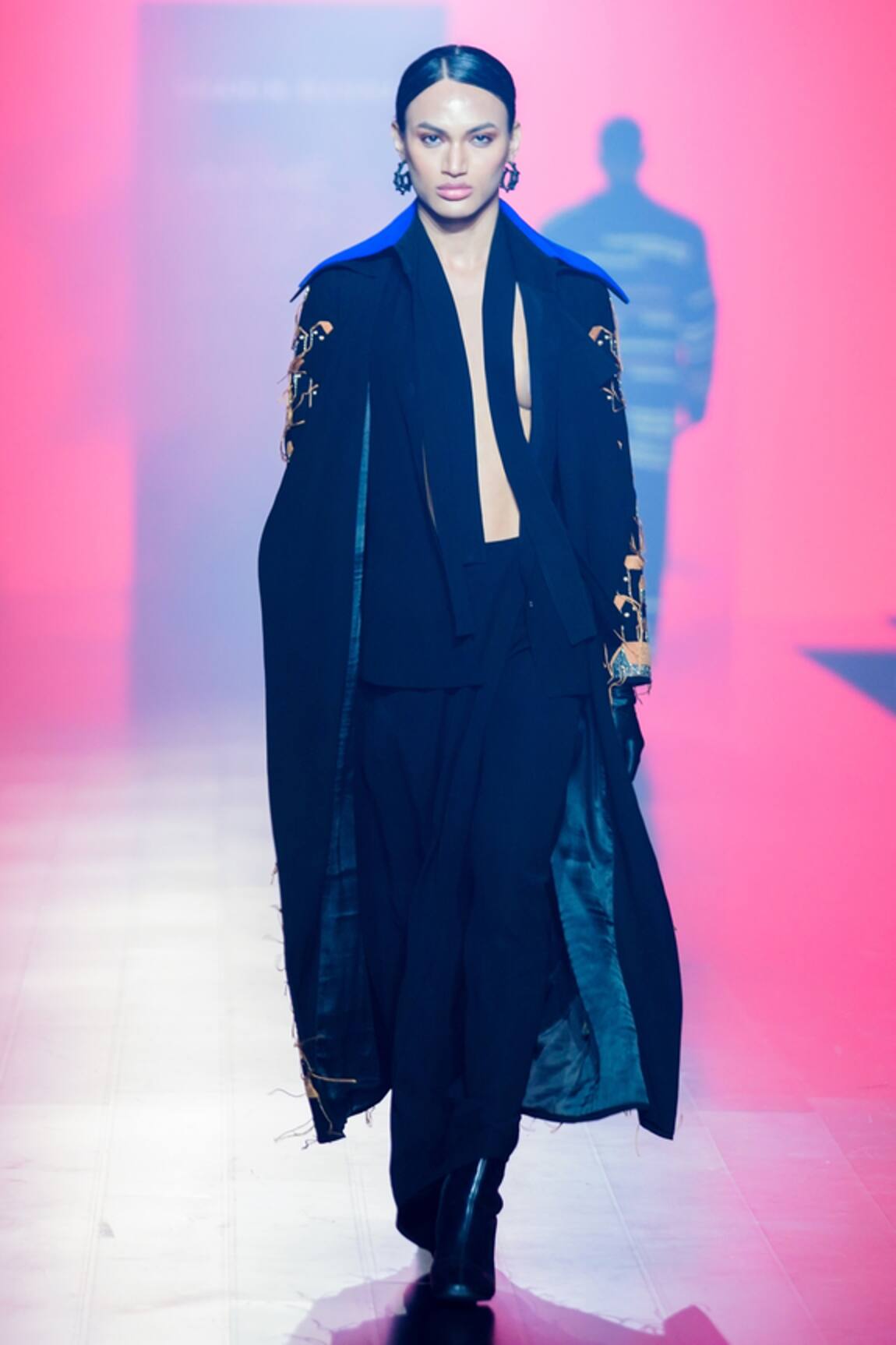 Shahin Mannan Tiny Houses Oversized Long Coat & Wrap Skirt Set