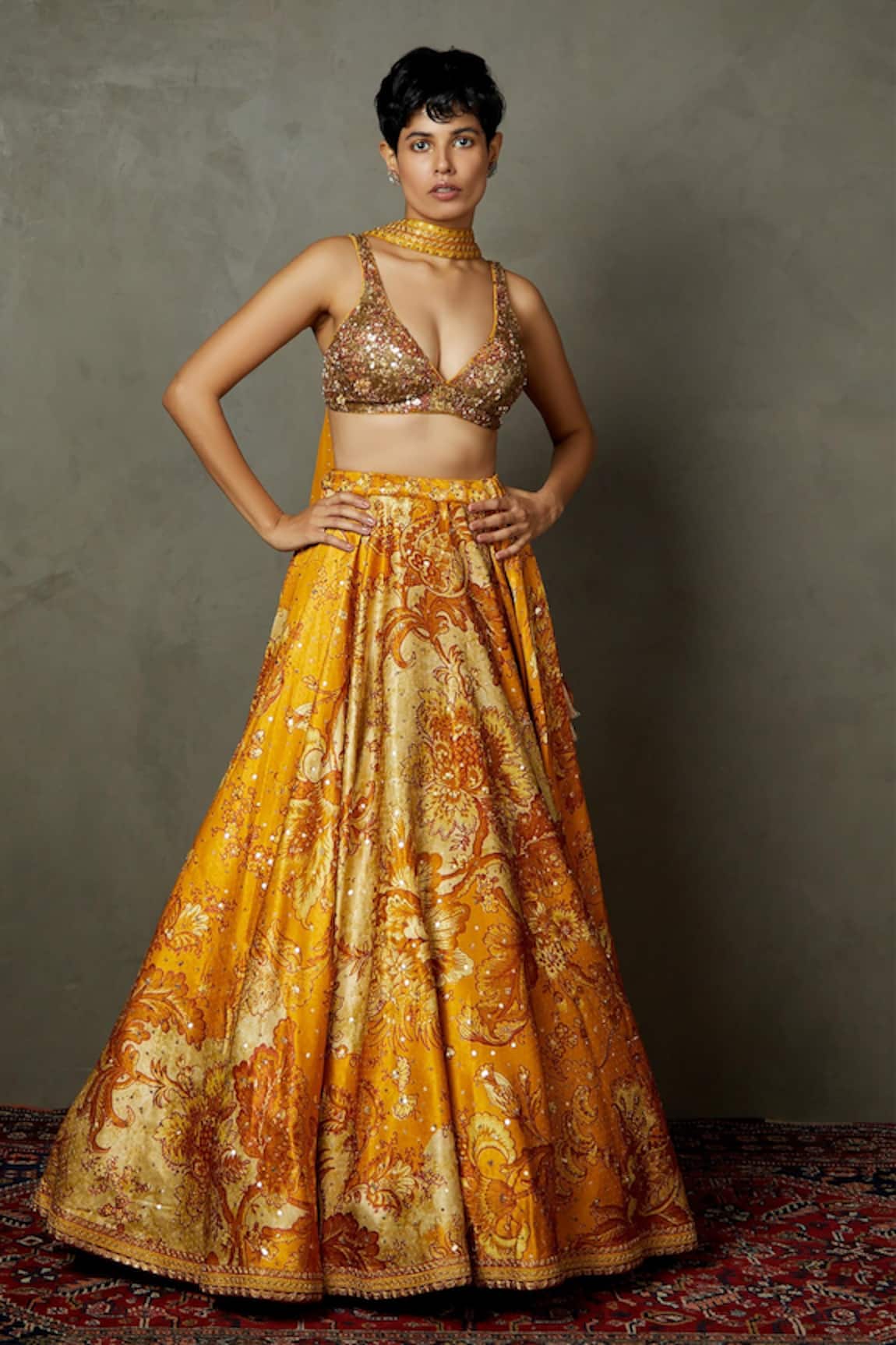 RI.Ritu Kumar Kylie Floral Embroidered Lehenga Set