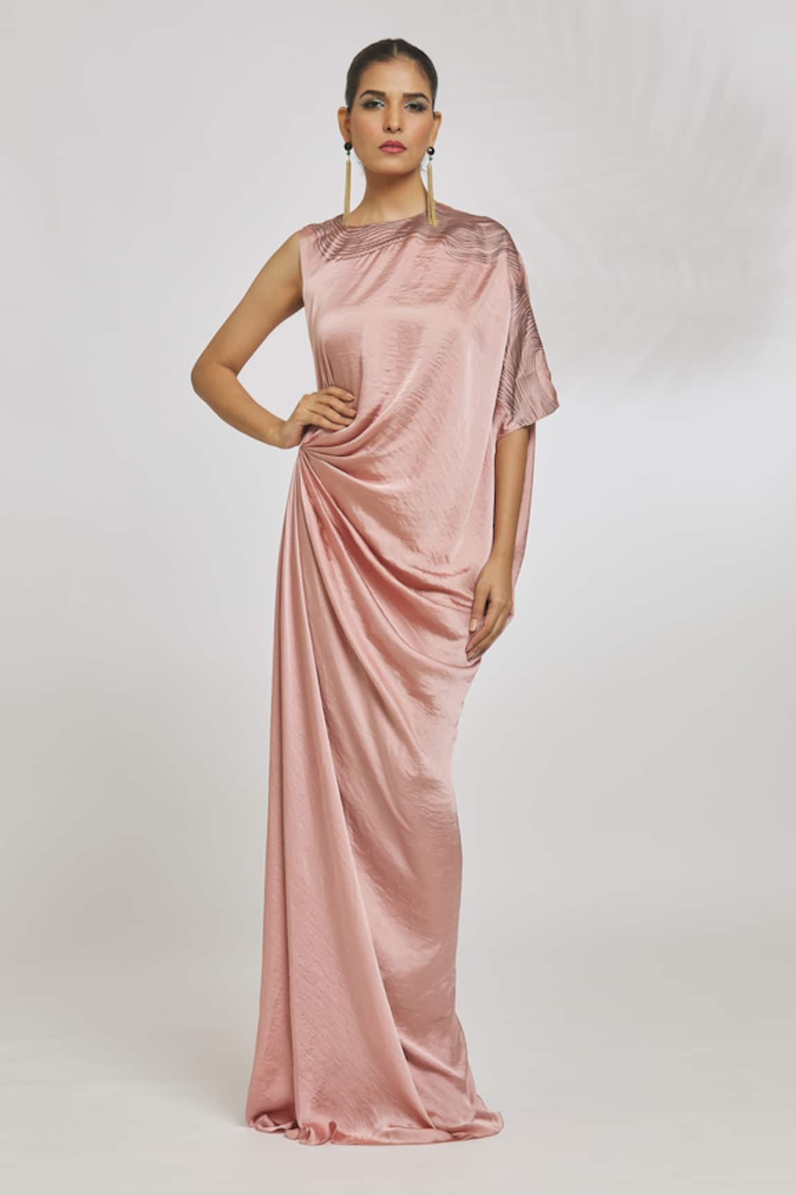 Amit Aggarwal Neckline Placement Embroidered Draped Gown