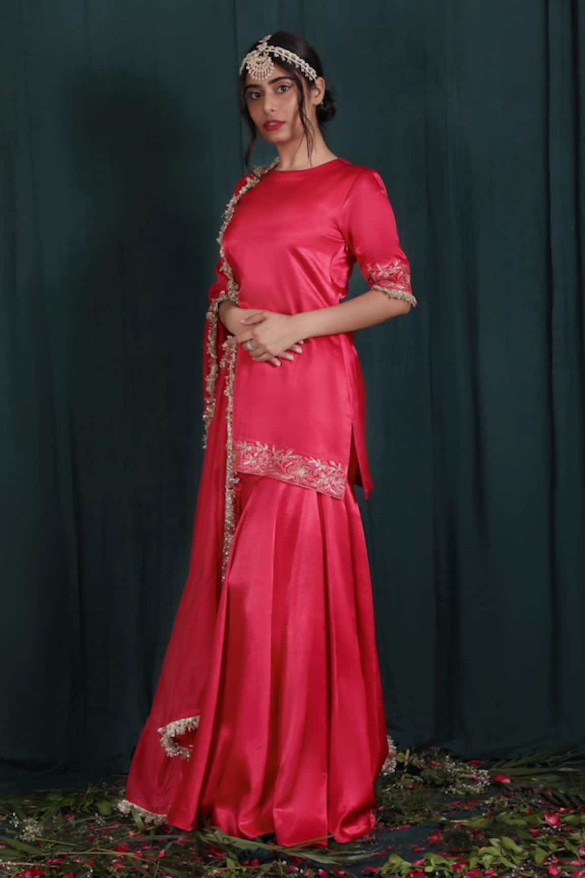 The Aarya Placement Zari Embroidered Kurta & Gharara Set 