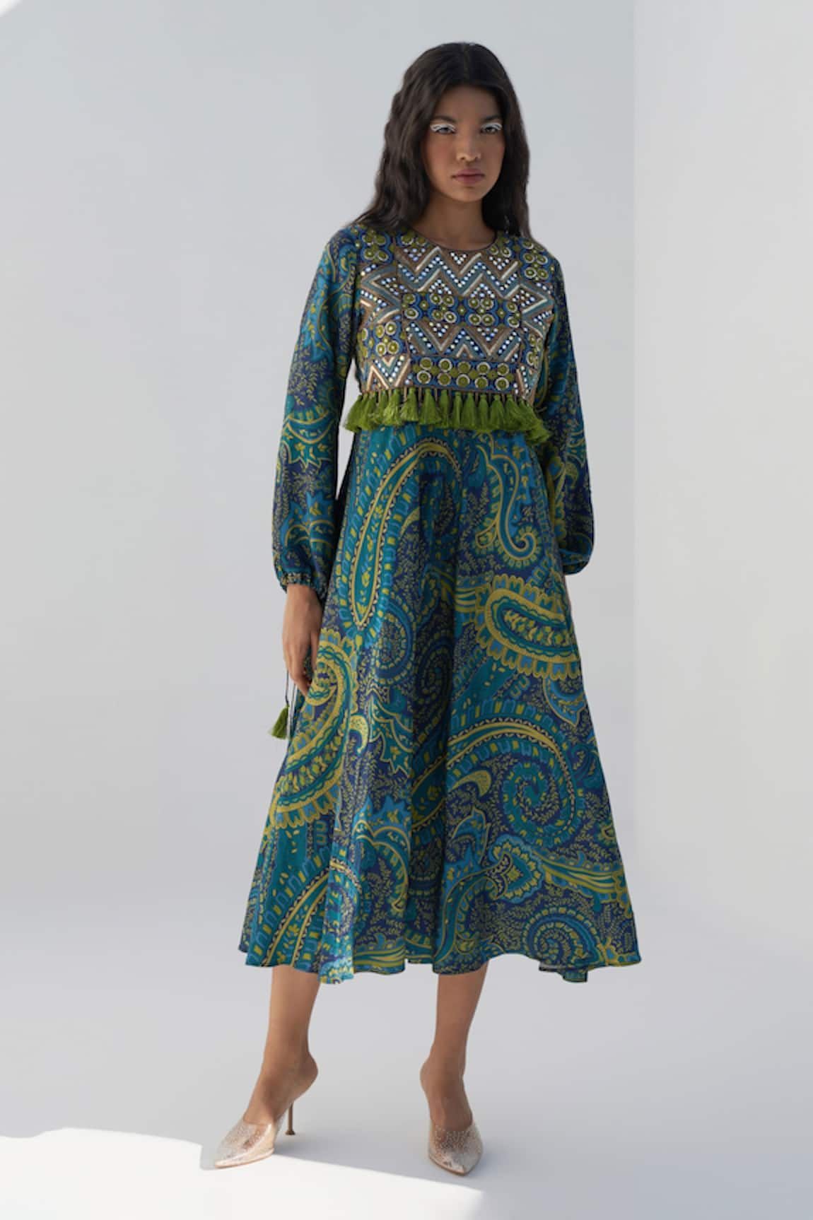Nadima Saqib Paisley & Mandala Print Dress
