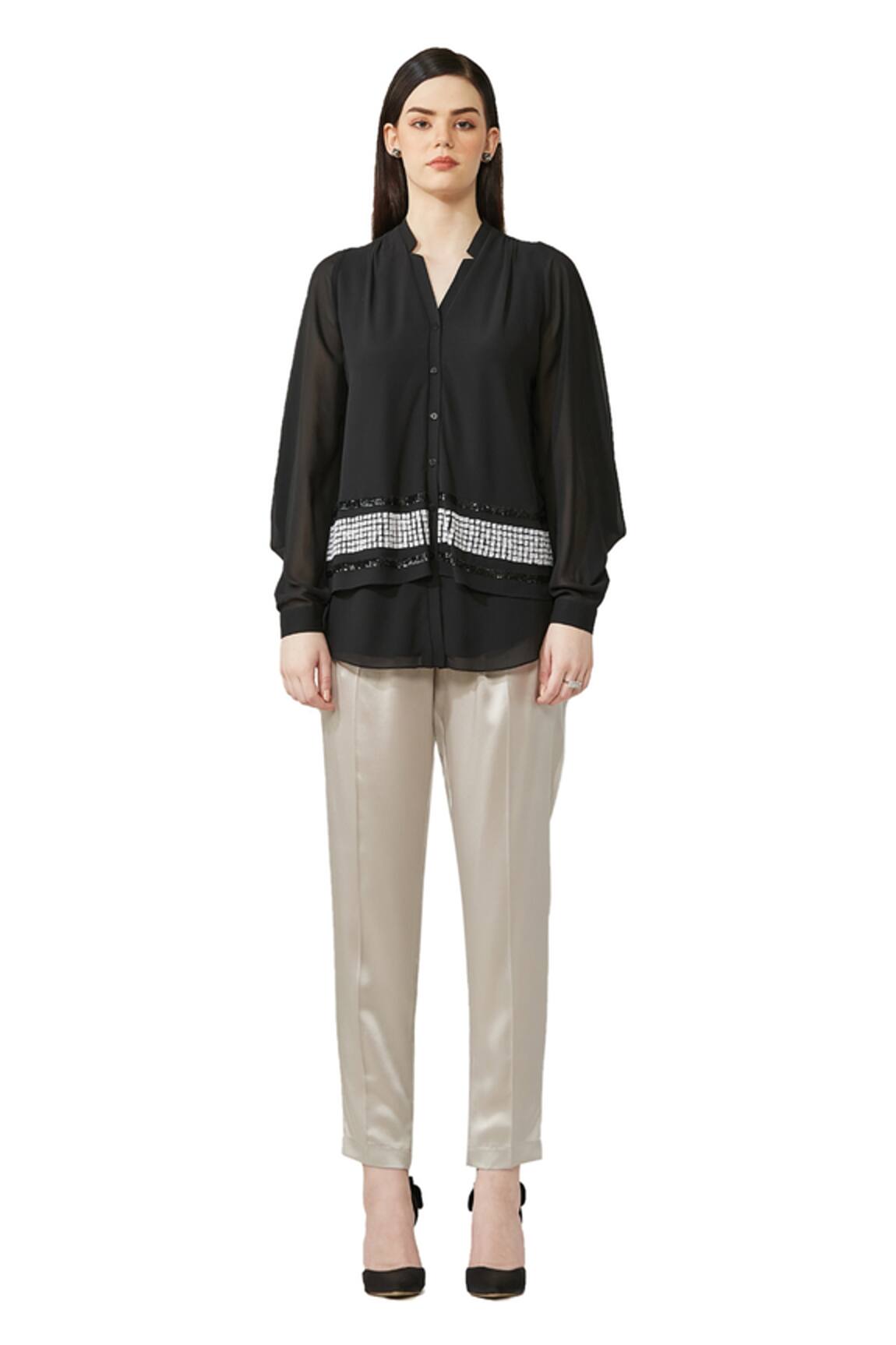 Rohit Gandhi + Rahul Khanna V Neck Embroidered Shirt