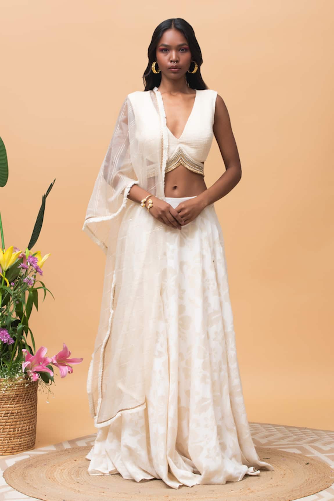 Rishi & Vibhuti Hazel Floral Pattern Skirt Set