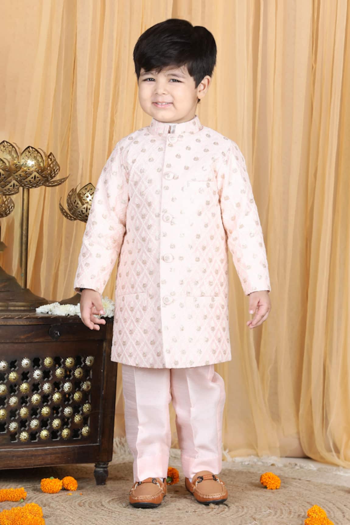 The little celebs Floral Embroidered Sherwani Set