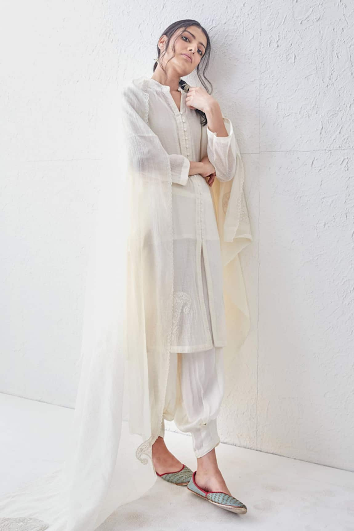 Chandbari Chanderi Kurta & Afghani Salwar Set