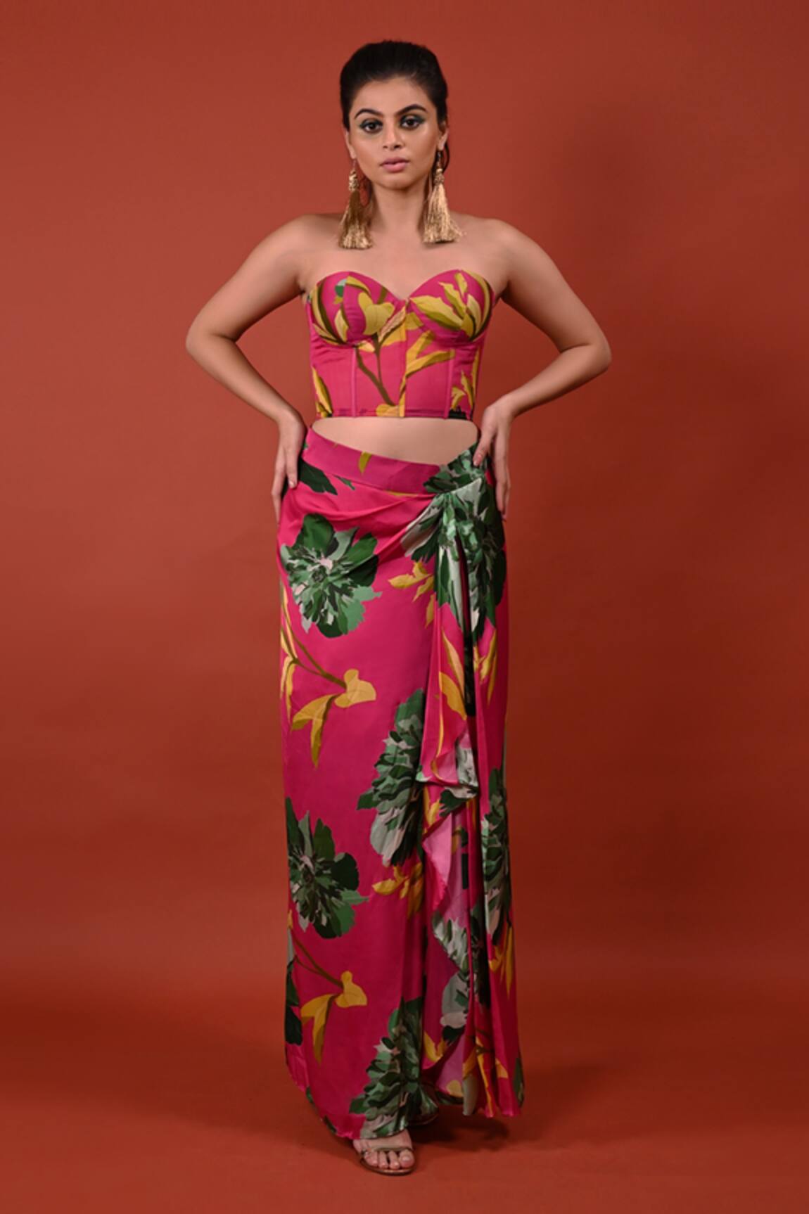 Rimi Nayak Chrysanthemum Flower Print Corset