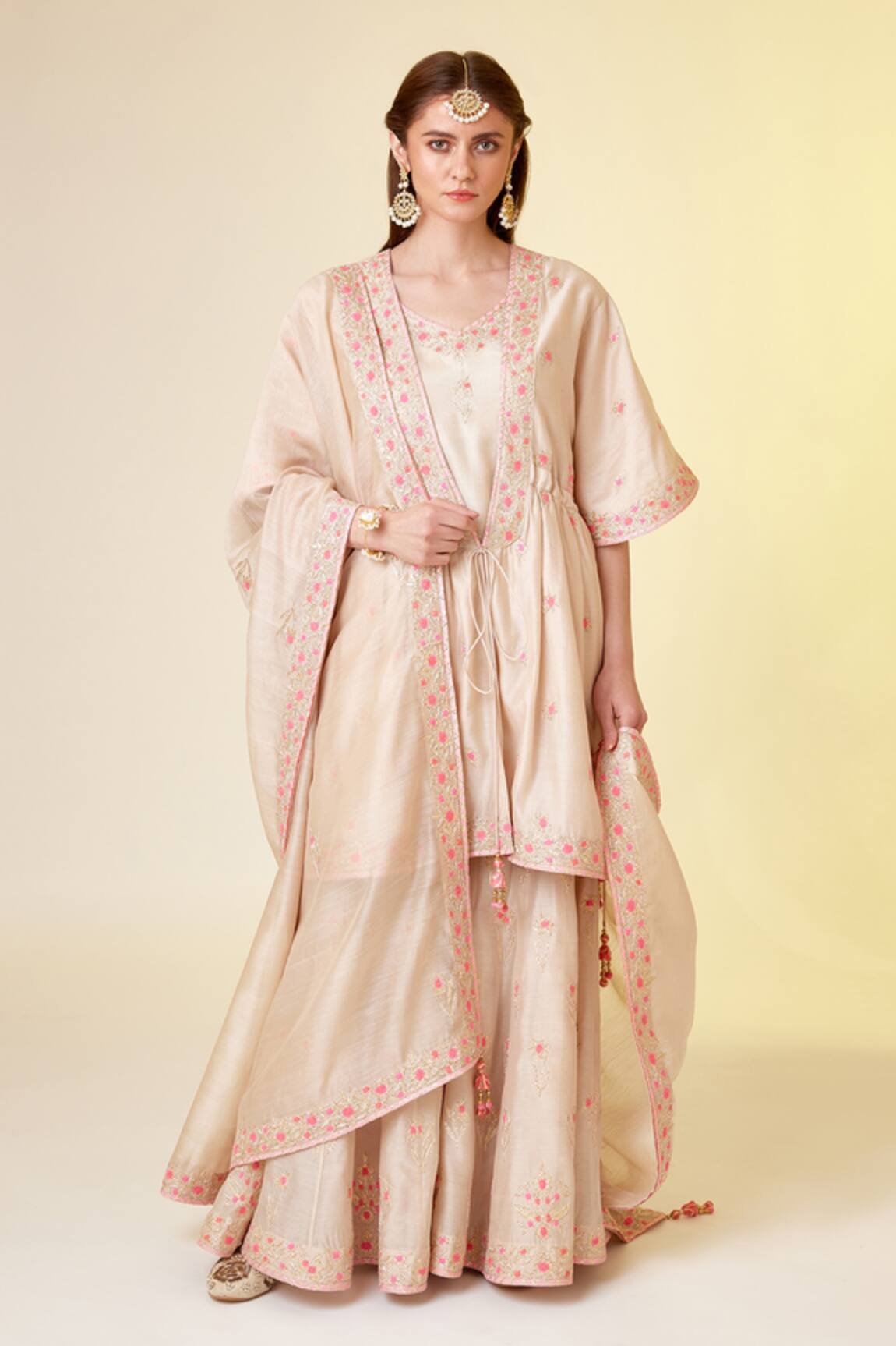 Shyam Narayan Prasad Chanderi Silk Angrakha Set 