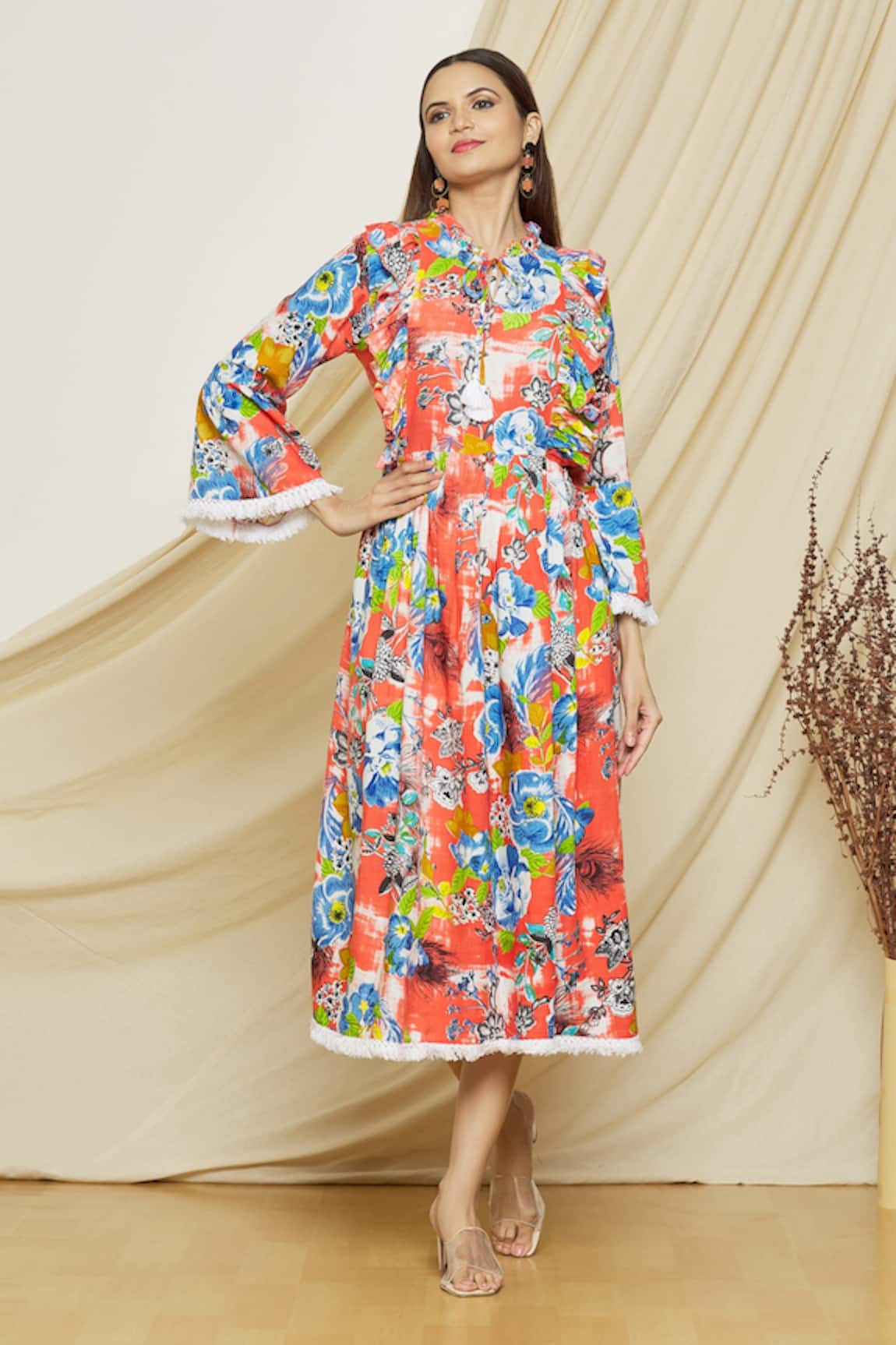 Arihant Rai Sinha Vintage Floral Print Midi Dress