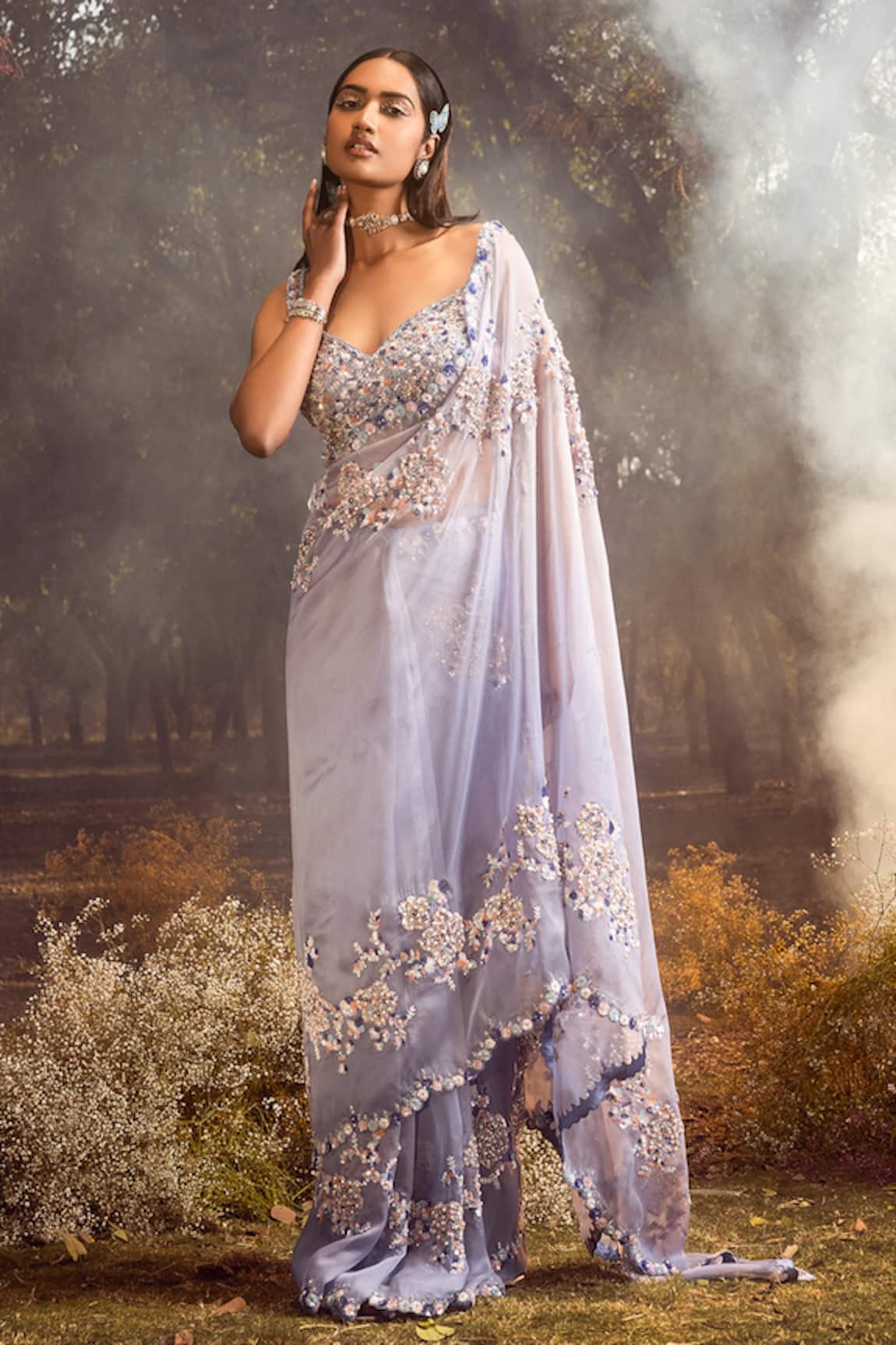 Nitika Gujral Sequin Embroidered Saree Set 