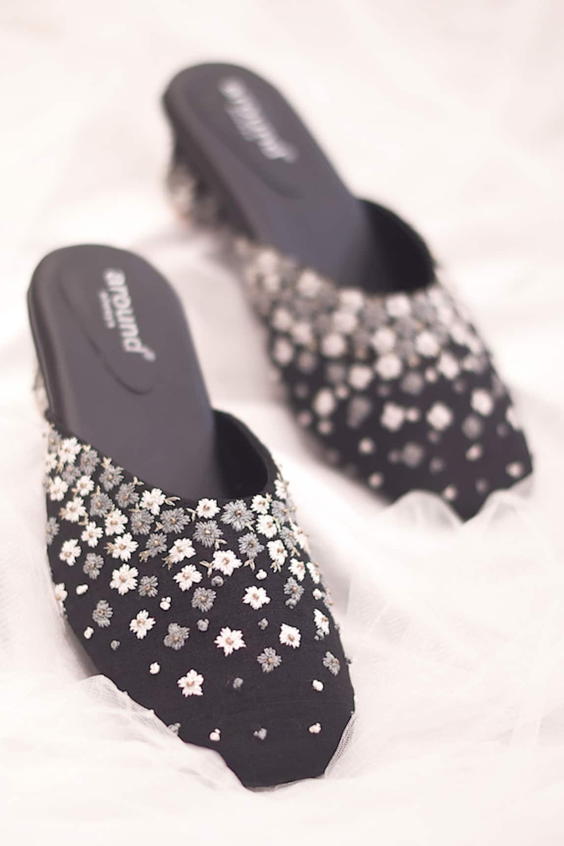 Around Always Kajal Thread Embroidered Mules 