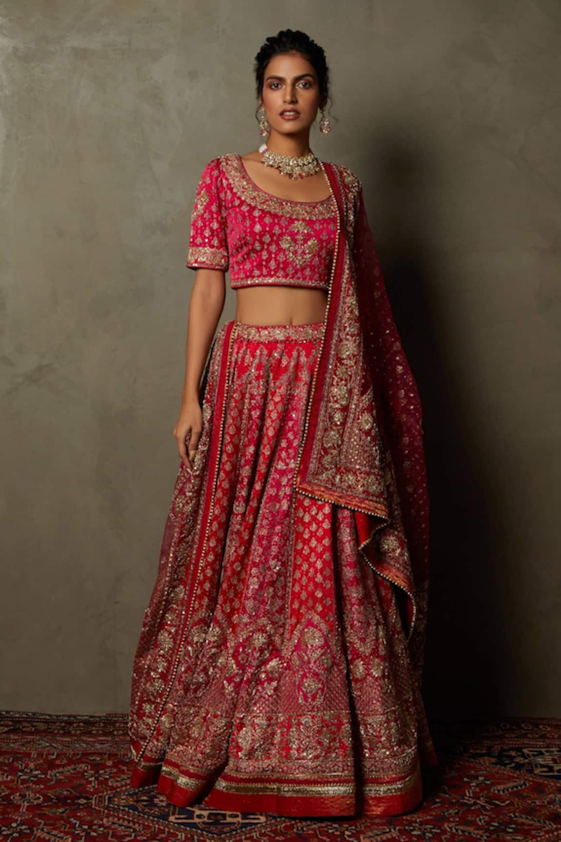 RI.Ritu Kumar Jaya Floral Zardozi Embroidered Bridal Lehenga Set