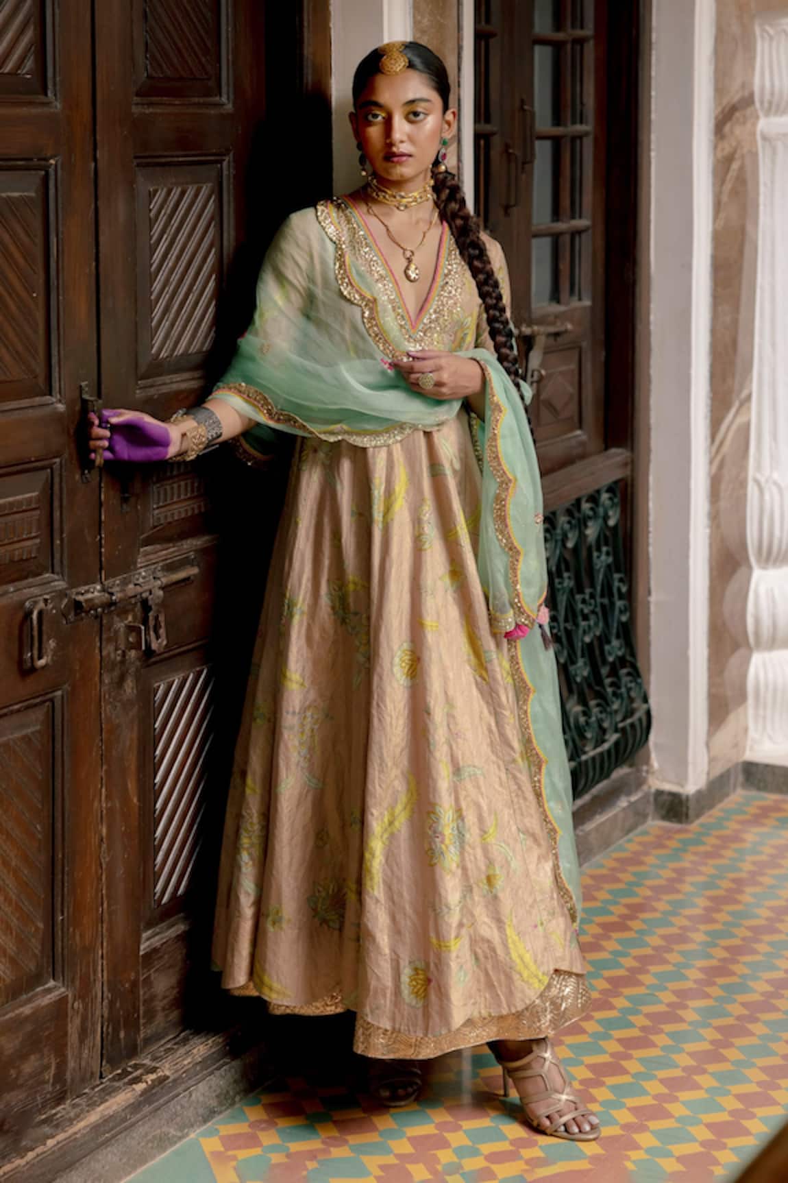 Rajiramniq Floral Print Anarkali With Dupatta