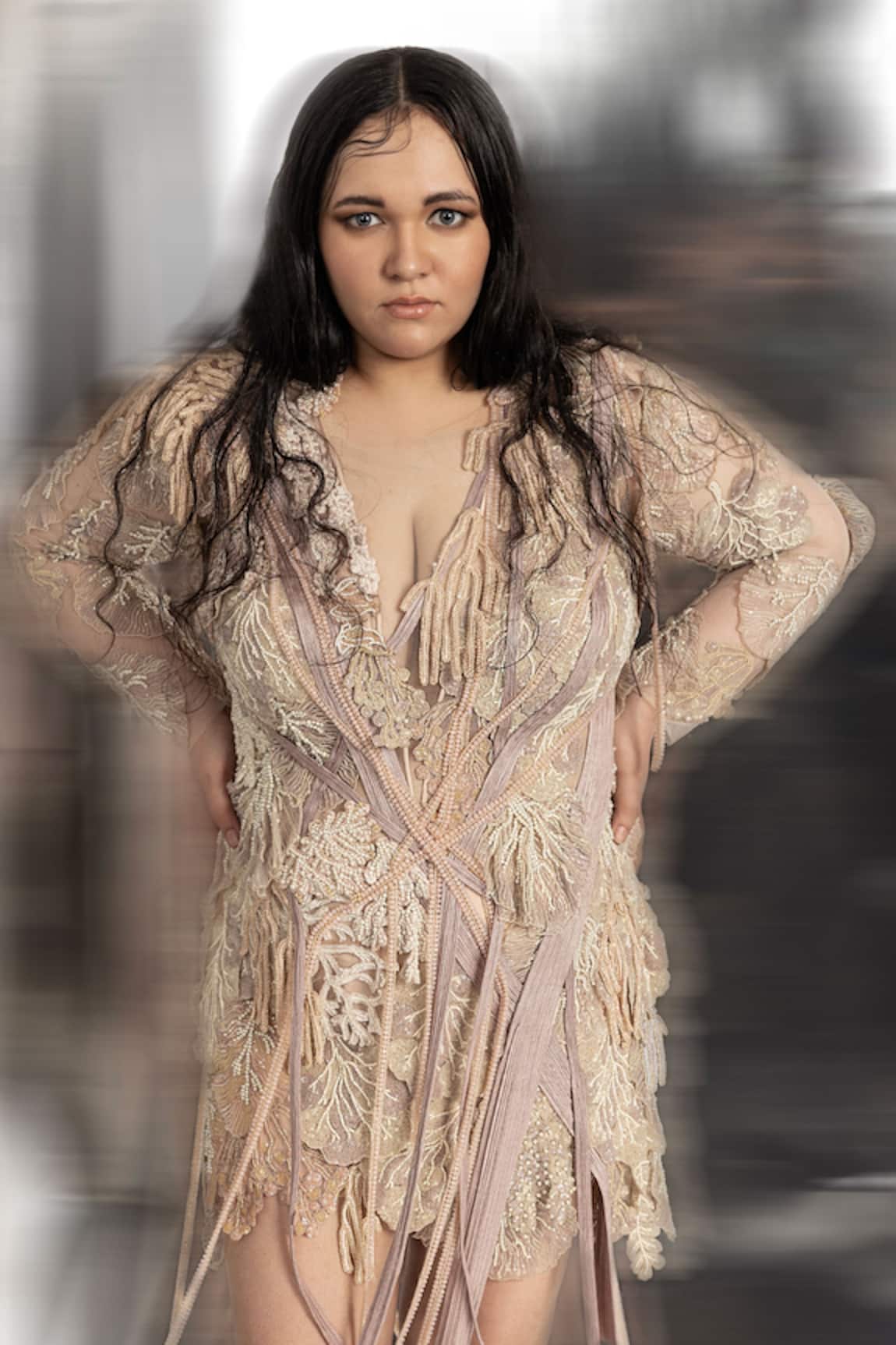 Abhishek Sharma 3D Pearl Embellished Dress
