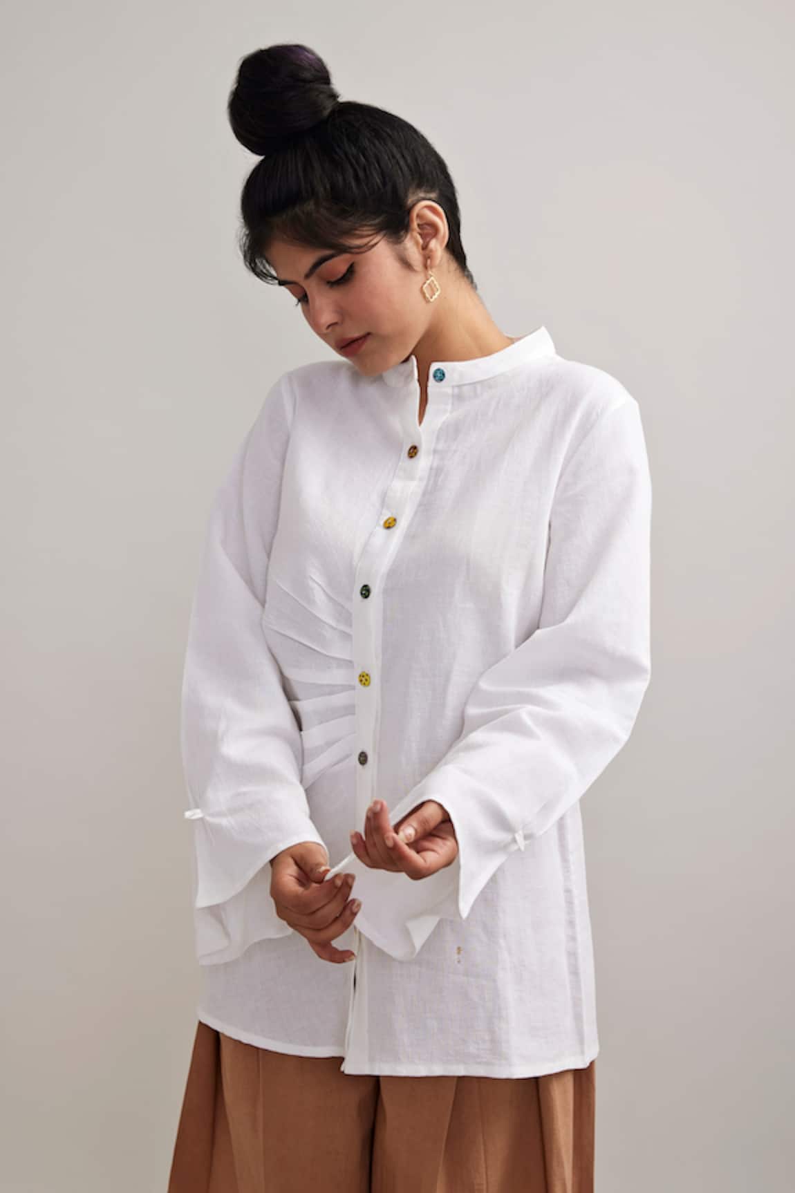 Pallavi Kandoi Side Pleated Button-Down Shirt