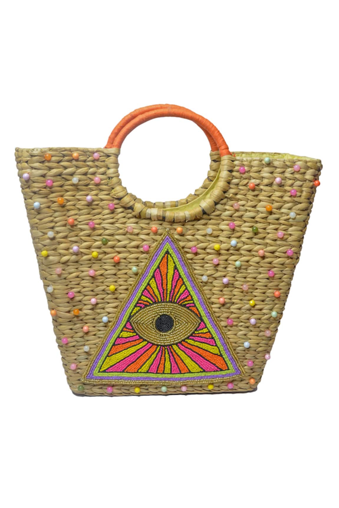 Ginn And Tonik Beaded Prism Evil Eye Woven Beach Bag 