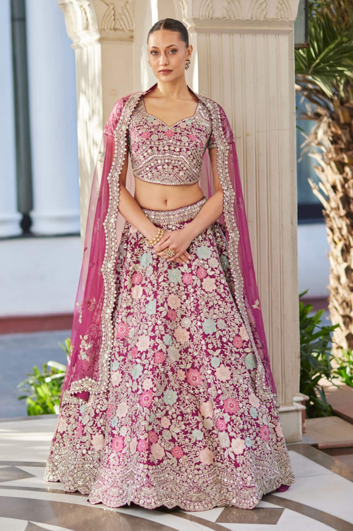 Osaa By Adarsh Embroidered Purple Bridal Lehenga Set