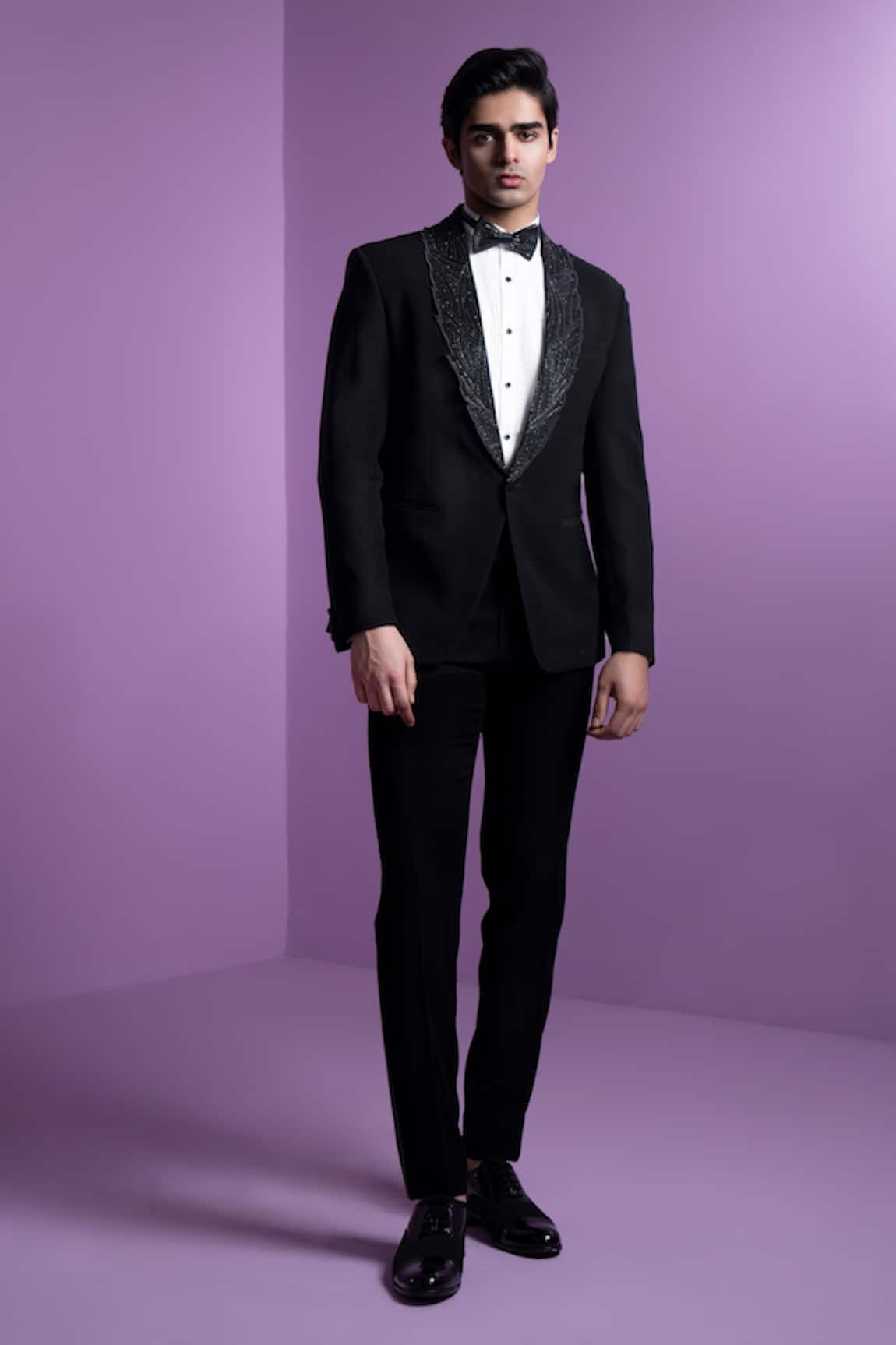 Contrast By Parth Hand Embroidered Black Tuxedo Set 