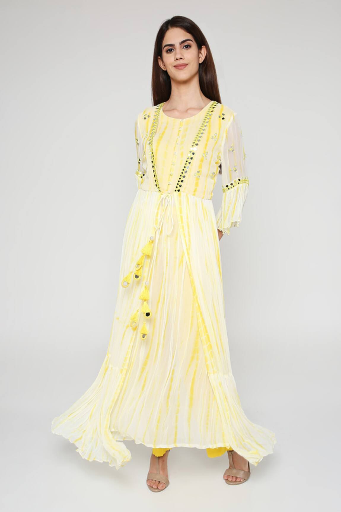 Bha Sha Steffi Hand Embroidered Jacket With Kurta Set