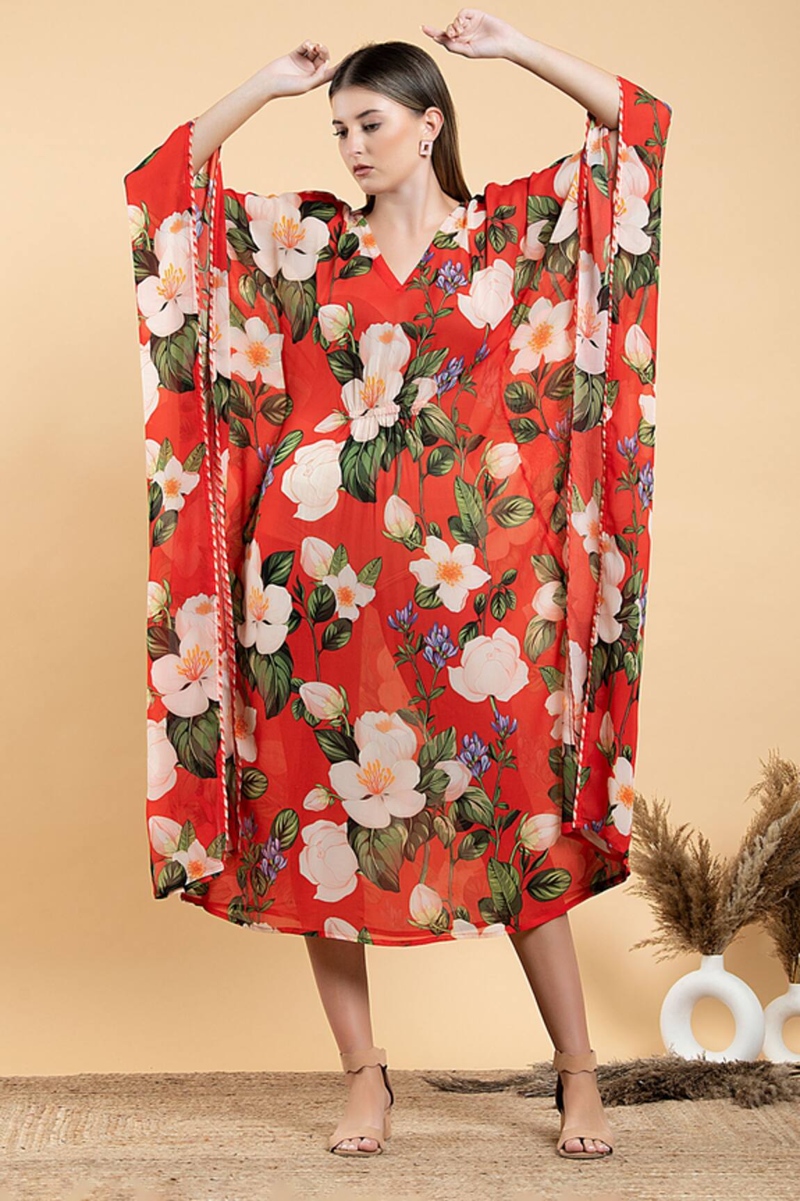 Divi By Sonal Khandelwal Wild Rose Print Kaftan