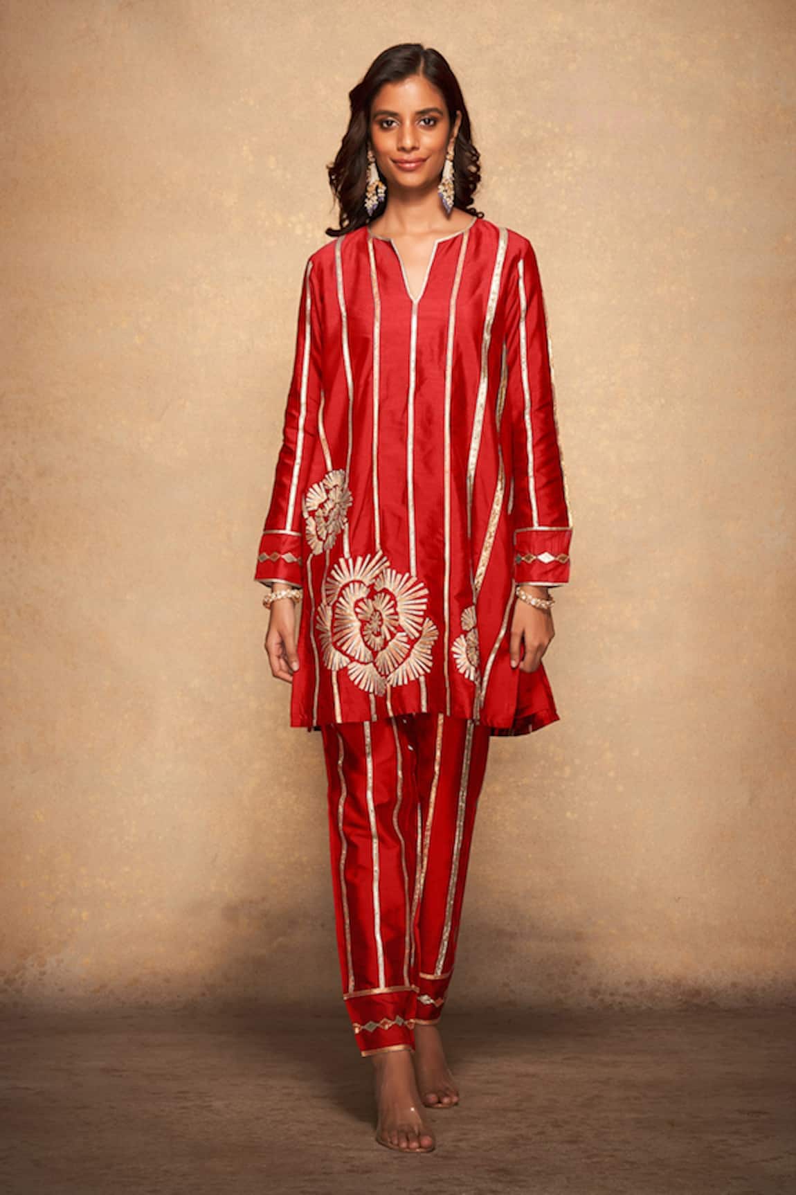 Gulabo by Abu Sandeep Stripe Pattern Straight Fit Pant