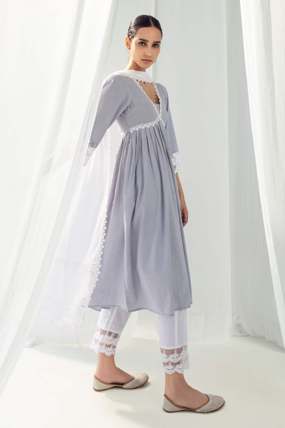 Roze Aura A-Line Pleated Anarkali Set