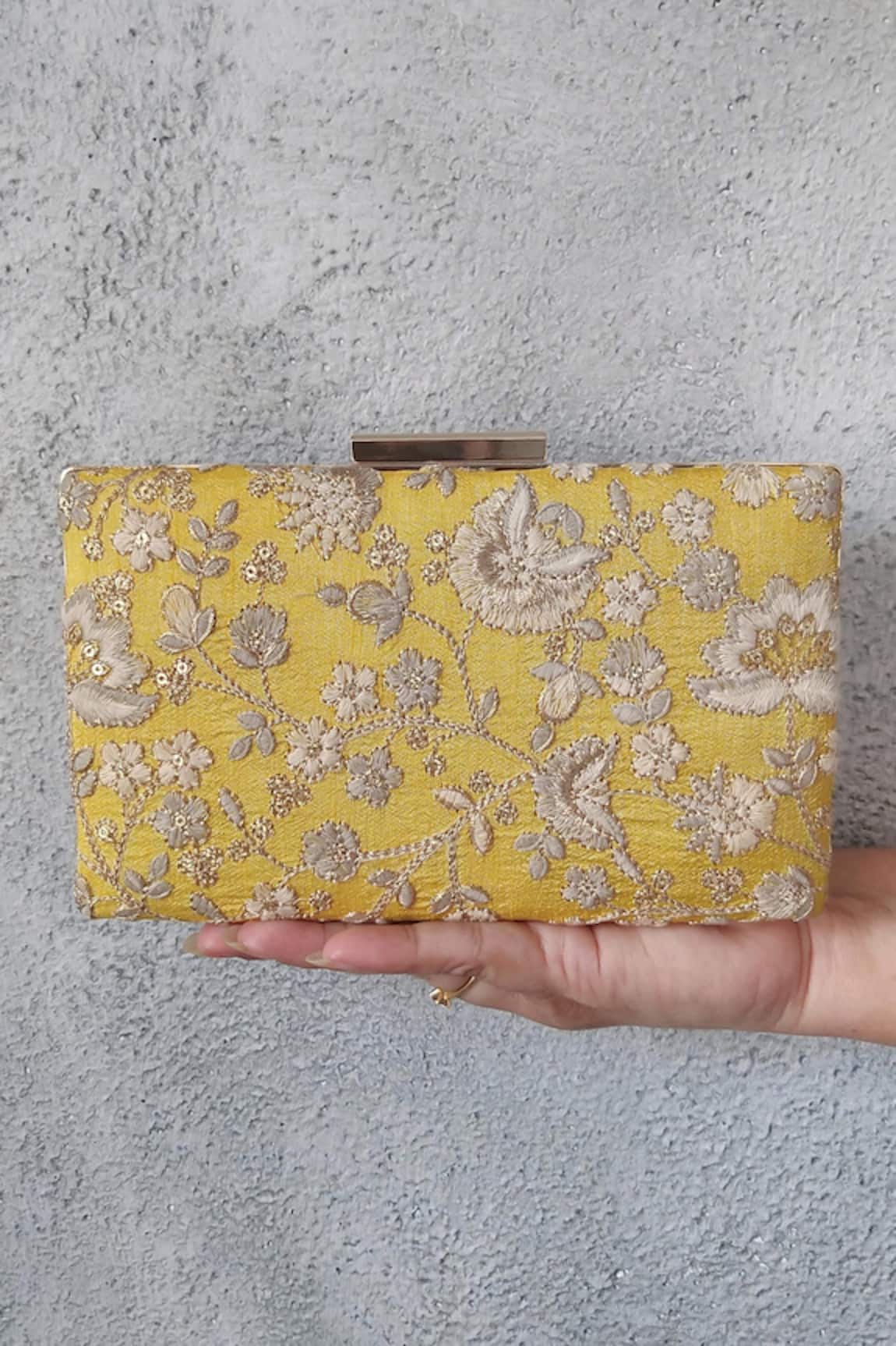 Amyra Leya Flower Embroidered Clutch With Sling 