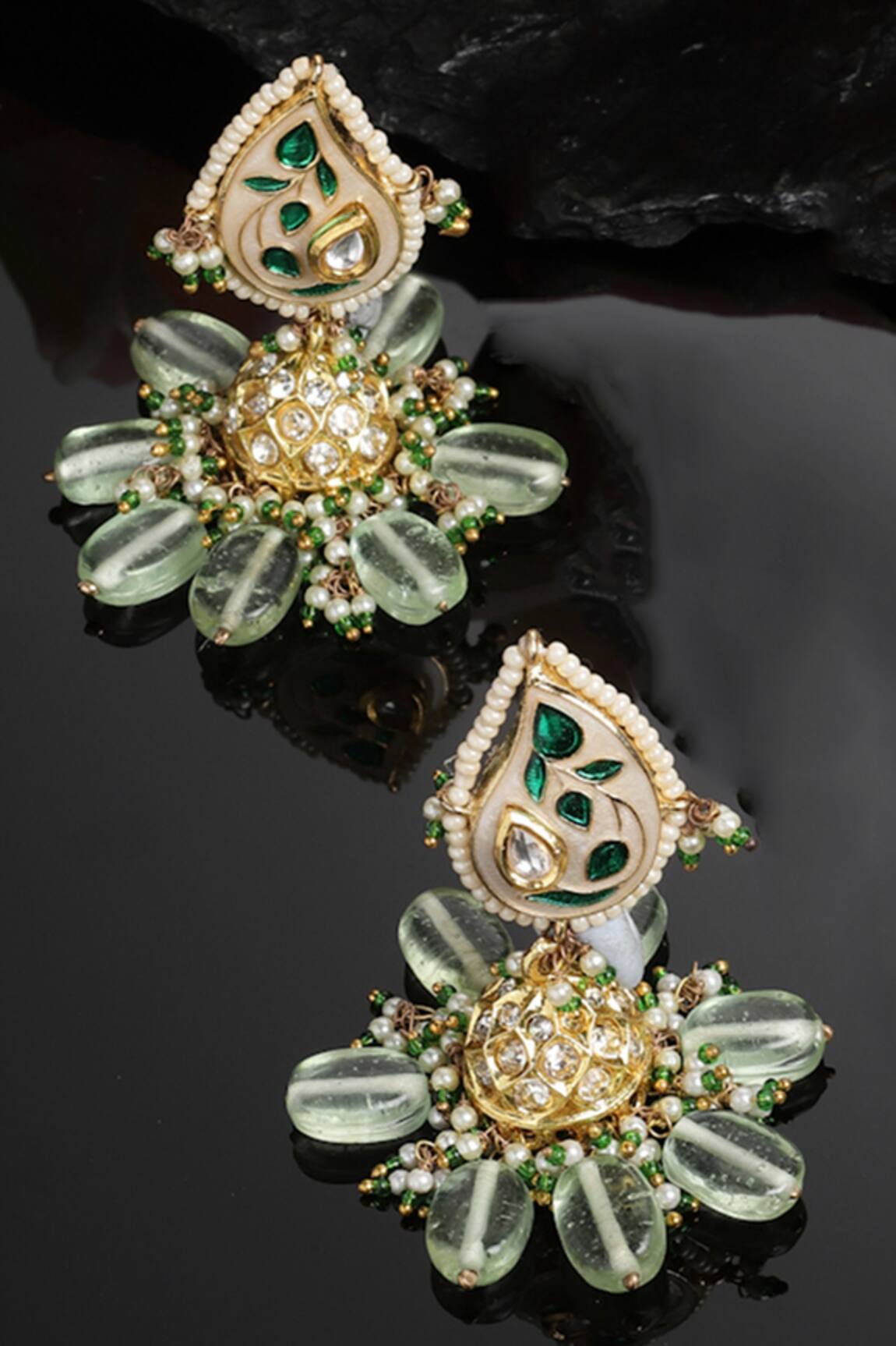 Dugran By Dugristyle Meenakari Paisley Embellished Jhumkas