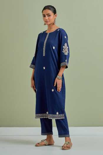 Priya Chaudhary Cotton Embroidered Kurta & Pant Set 