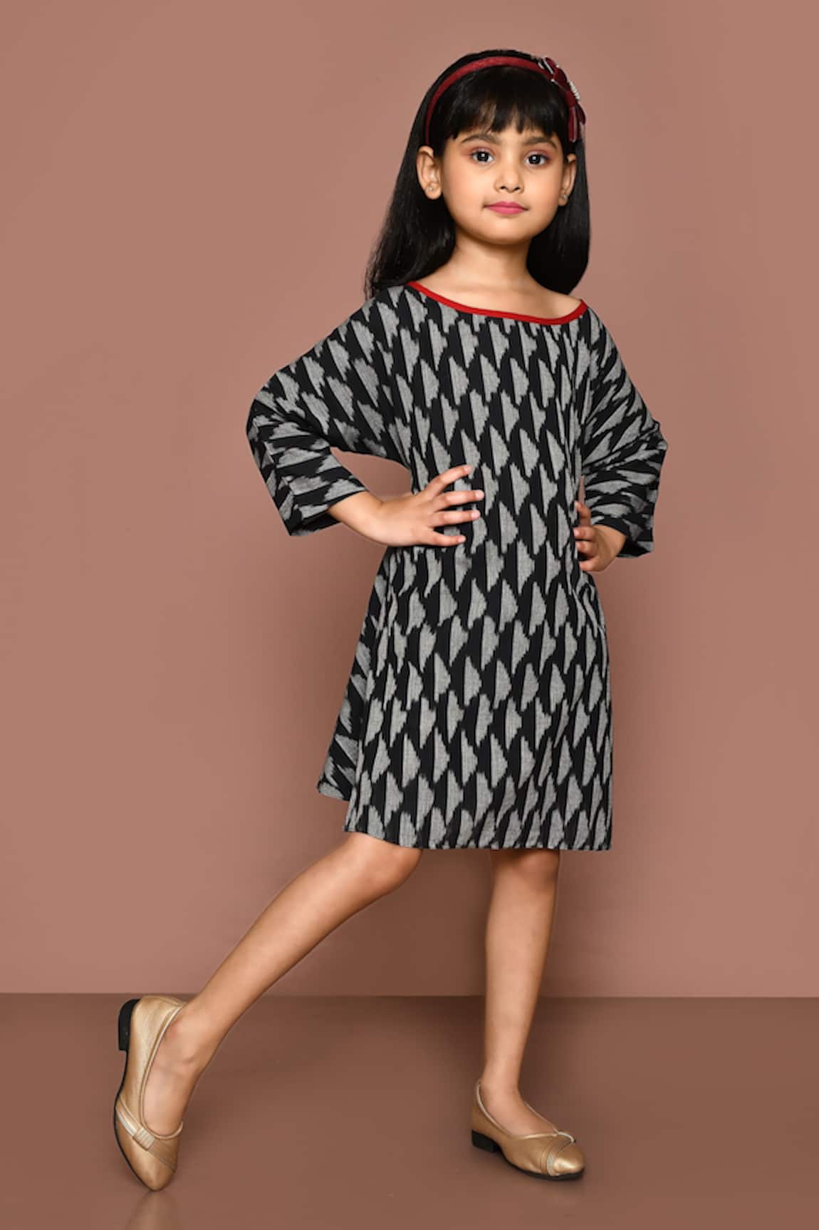 Samyukta Singhania Cotton Ikat Hand Block Print Dress 