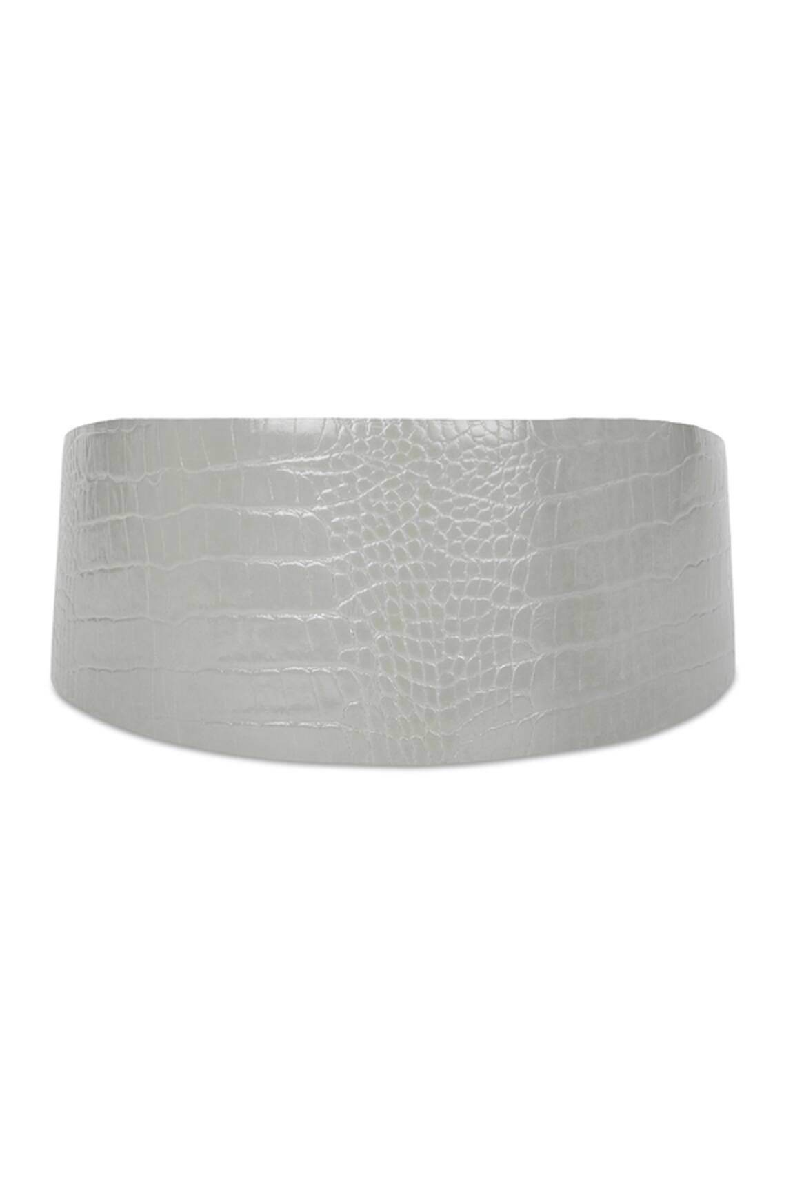 Trov Vera Leather Textured Croc Belt 