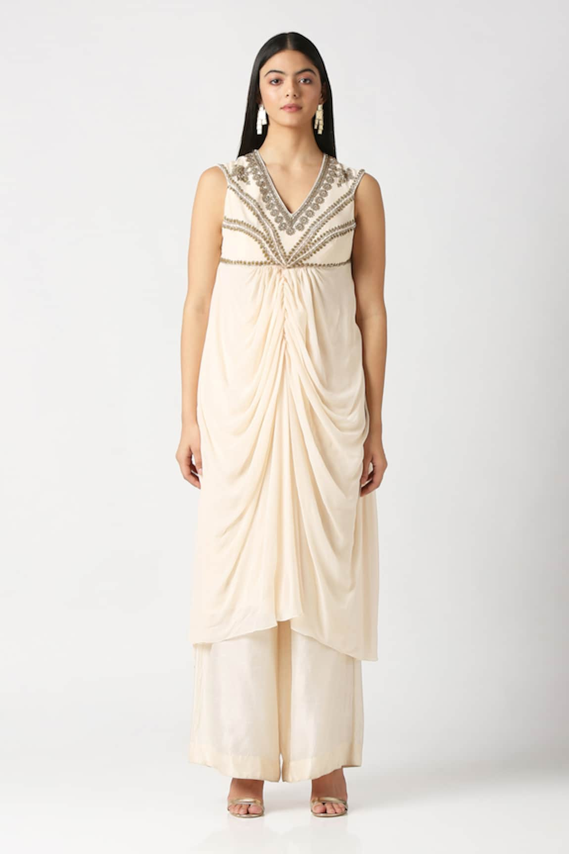 Labbada Centre Draped Kurta & Palazzo Set