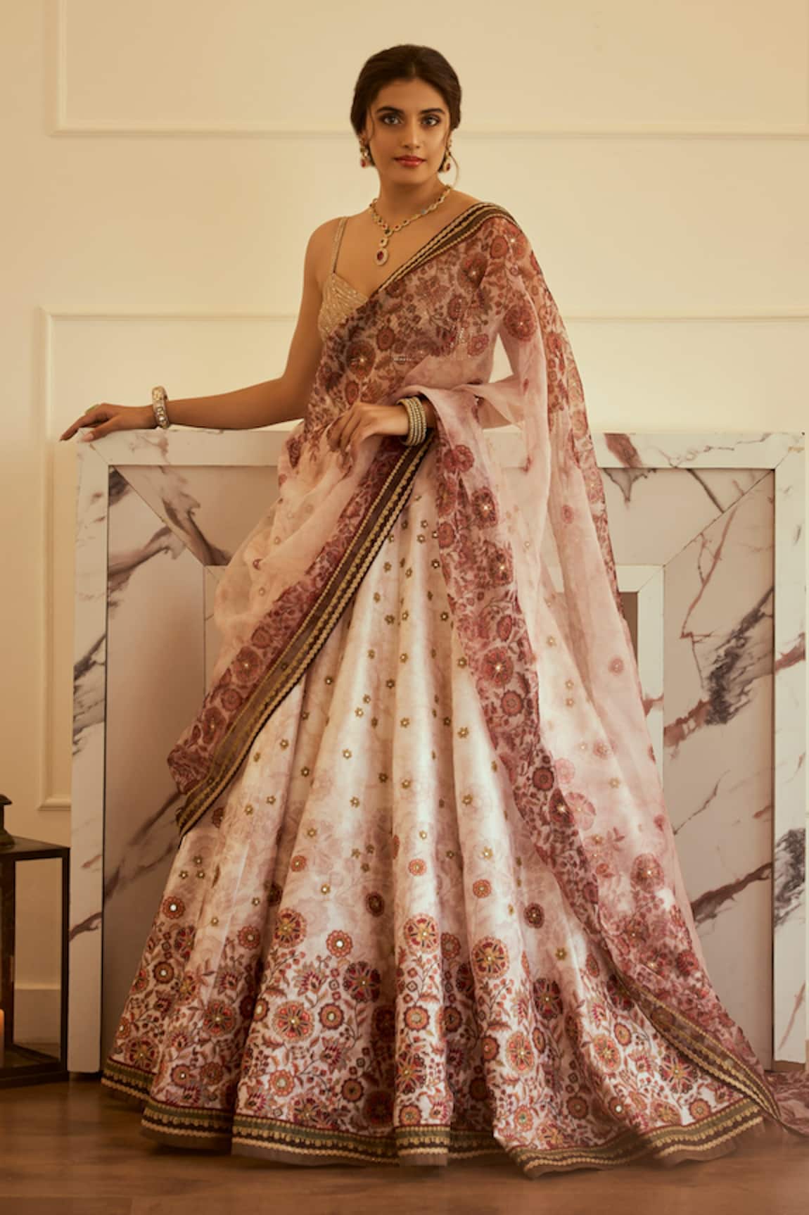 Cedar & Pine Floral Spray Print Lehenga Set