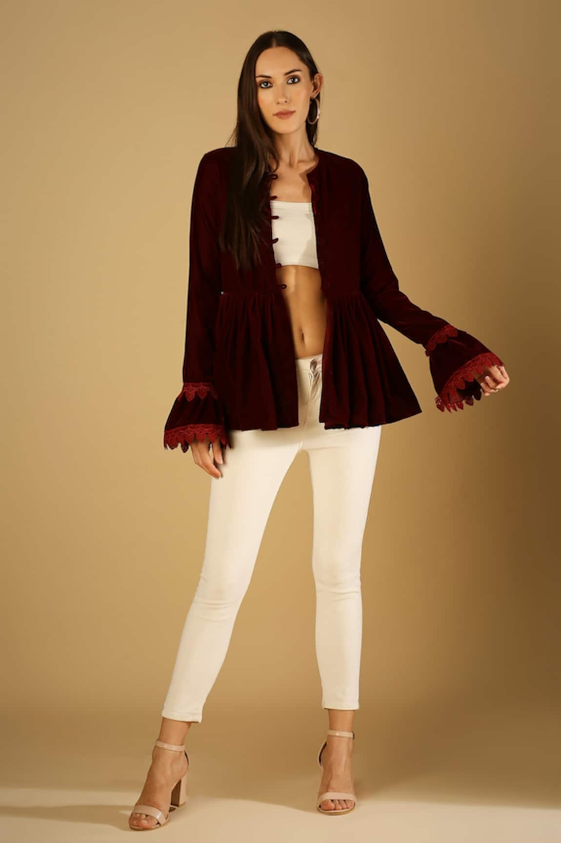 MONK & MEI BY SONIA ANAND Taj Velvet Peplum Jacket 