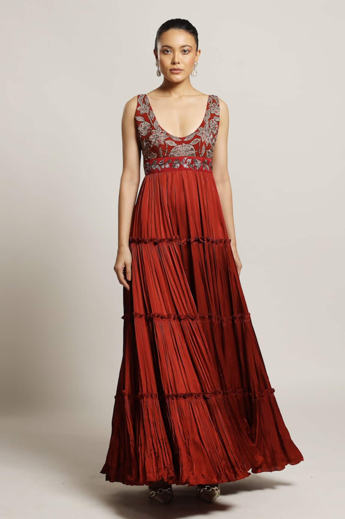 Sejal Kamdar Yoke Embroidered Layered Gown