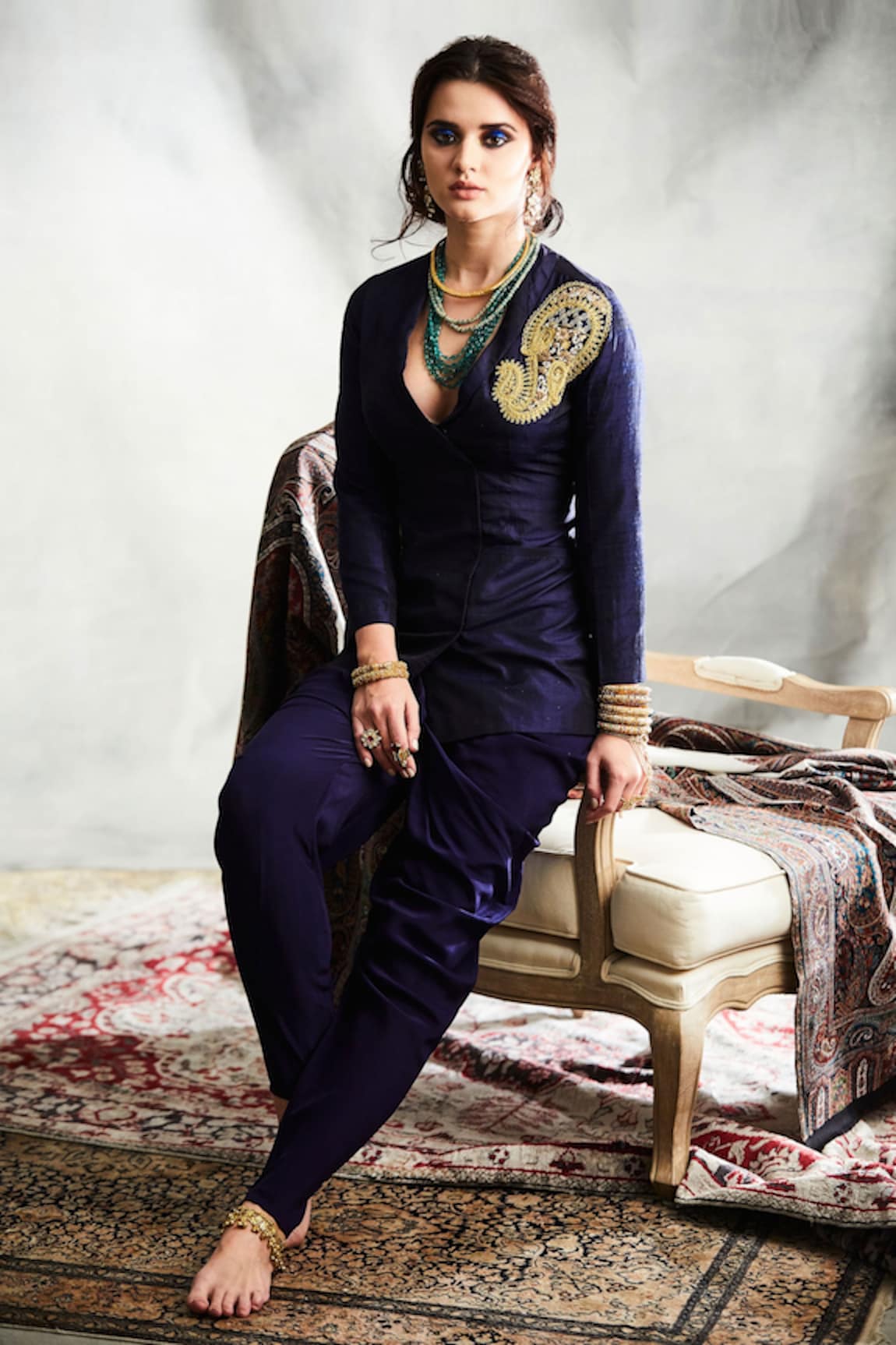 Tisha Saksena Koyari Embroidered Jacket & Dhoti Pant Set