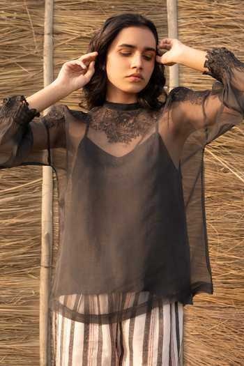 Ayaka Embroidered Sheer Top 
