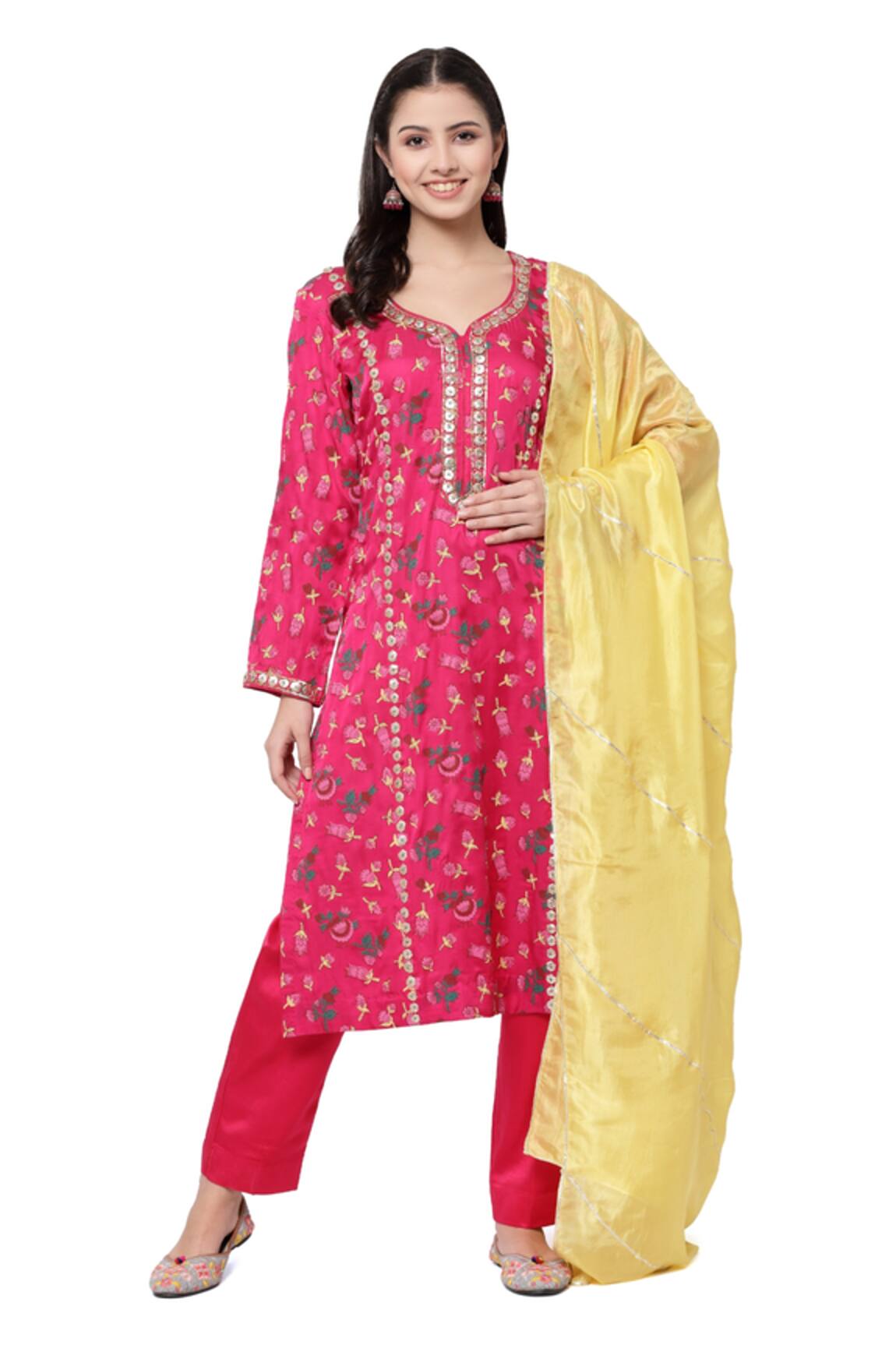 Shetab Kazmi Periwinkle & Tulip Print Kurta Set 